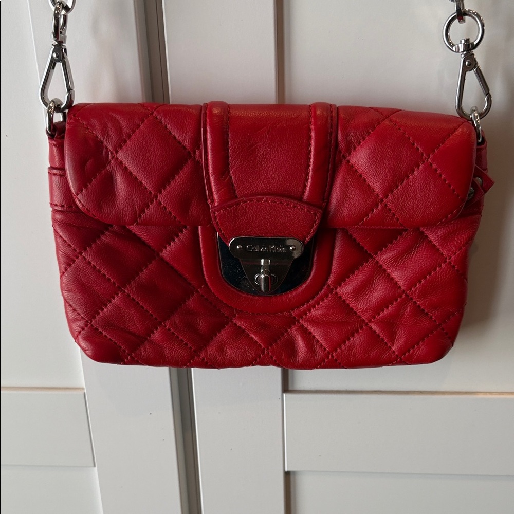 Calvin Klein Red Quilted Crossbody Bag